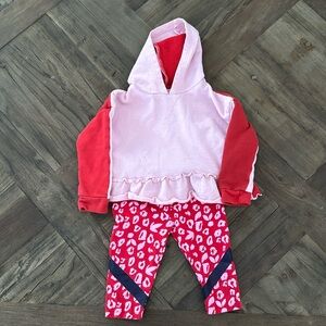 Rockets of Awesome pink and red set. Sweatshirt and capri pant. 3T